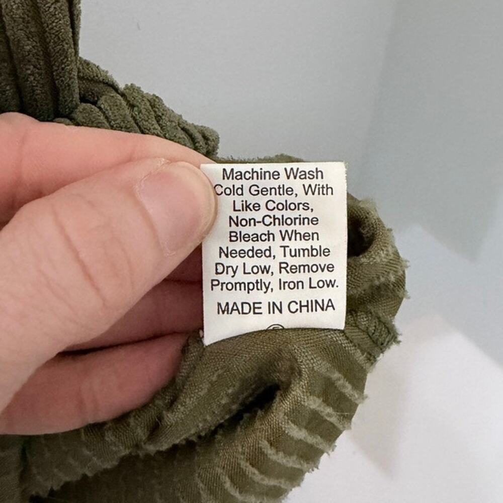 Shein Women's Corduroy Shacket Jacket Size L Olive Green Button Up Long Sleeve - Picture 9 of 9